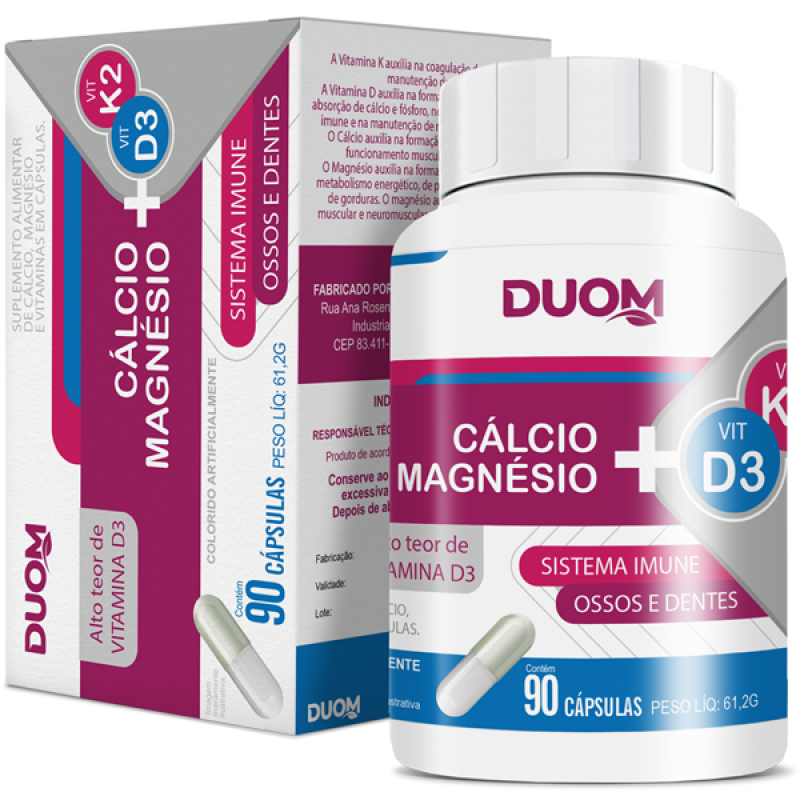 Cálcio + Magnésio + K2 + D3 90 cápsulas