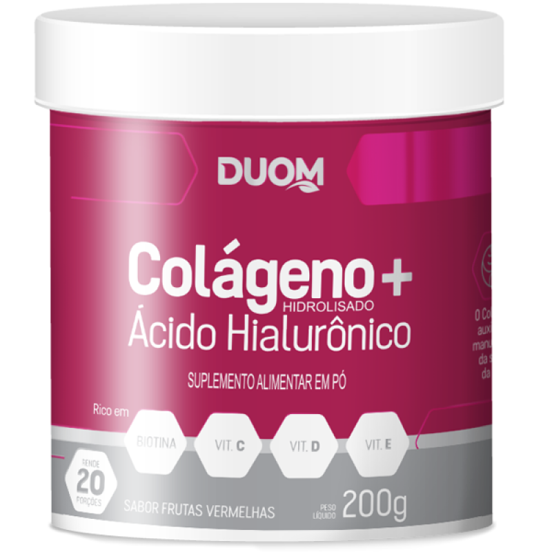 Colágeno + Ácido Hialurônico  Sabor Frutas Vermelhas 200g