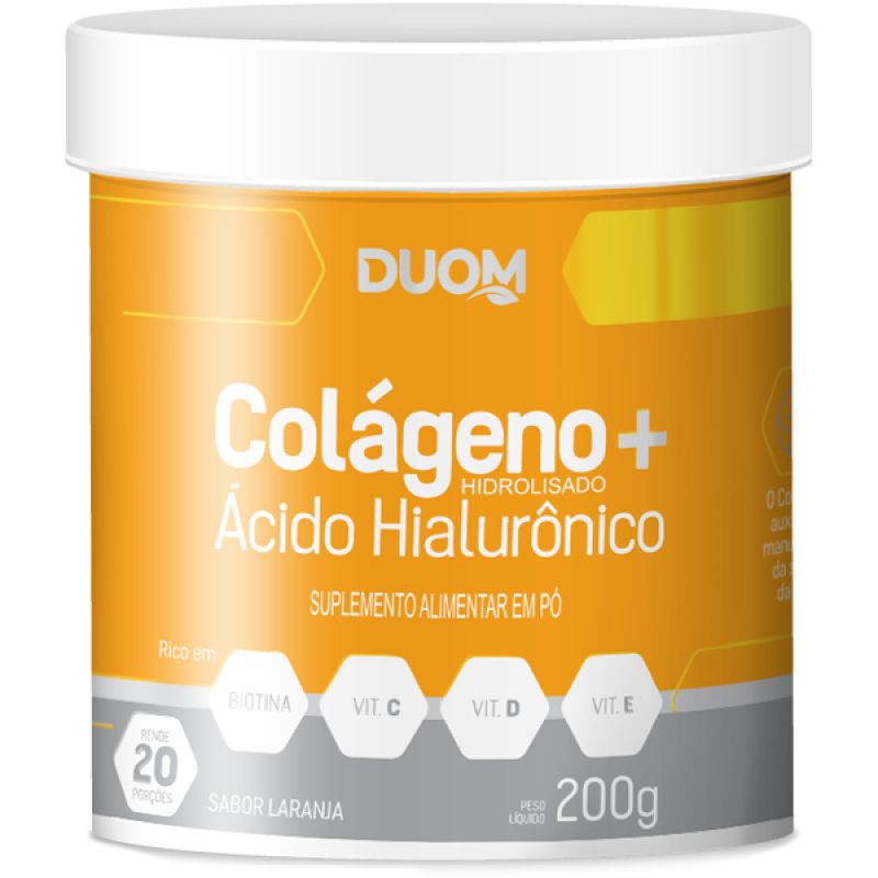 Colágeno + Ácido Hialurônico Sabor Laranja 200g 