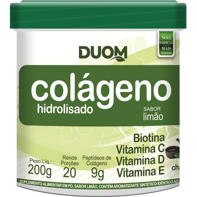Colágeno Hidrolisado com Vitamina C e Chá Verde Sabor Limão 200g 